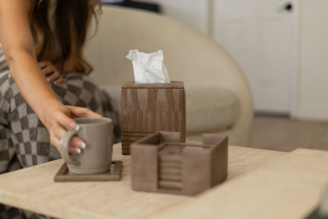 Vansh Vegan Leather Coaster Set