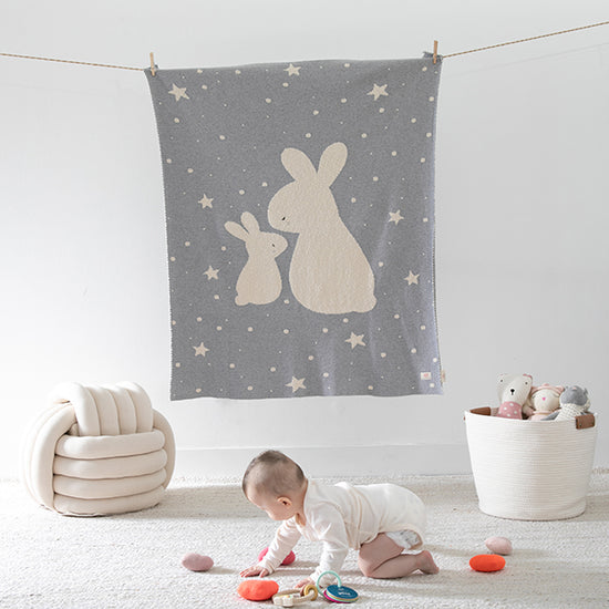 Bunny Mom n Baby Organic Cotton Baby Blanket soft breathable organic cotton blanket with bunny design for cozy nursery snuggles