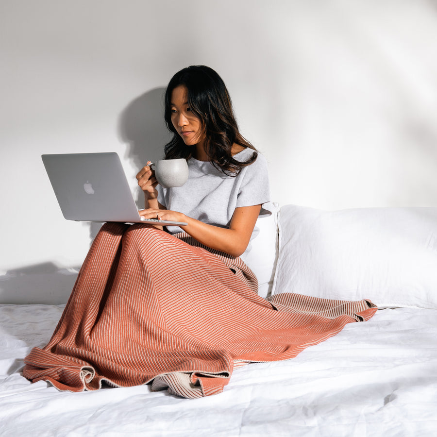 Ribbed Organic Cotton Throw Blanket