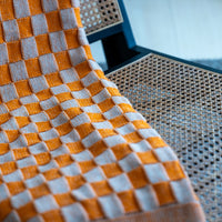 Checkered Orange Organic Cotton Knit Throw Blanket