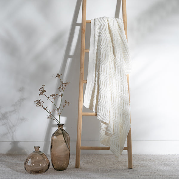 Washed Chevron Organic Cotton Knit Throw Blanket