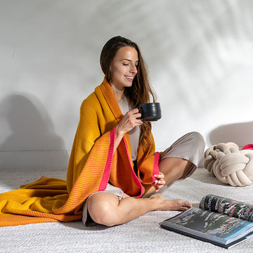 Ribbed Hearts Organic Cotton Knit Throw Blanket