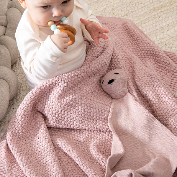 Criss Cross Organic Cotton Baby Blanket and Lovie Set