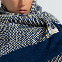 Eka Stipple Navy Organic Cotton Knit Throw Blanket