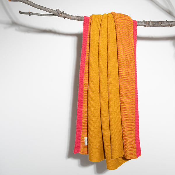 Ribbed Hearts Organic Cotton Knit Throw Blanket