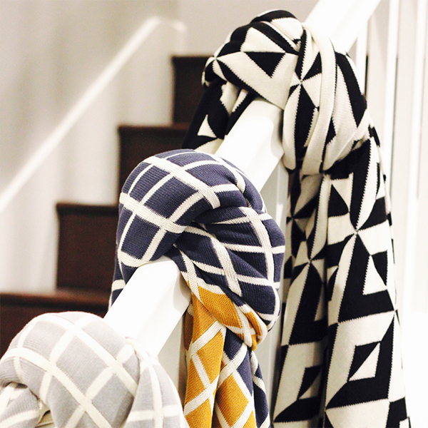 Sveda Reversible Squares Organic Cotton Throw Blanket