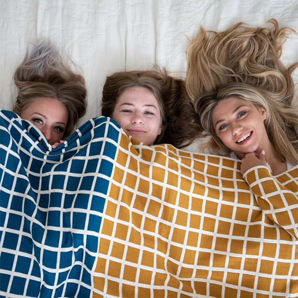 Sveda Reversible Squares Organic Cotton Throw Blanket