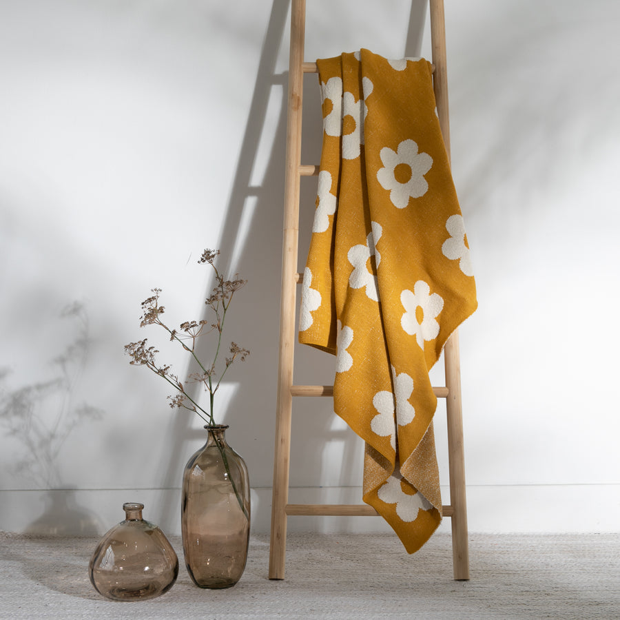 Thick Thin Flowers Organic Cotton Throw Blanket