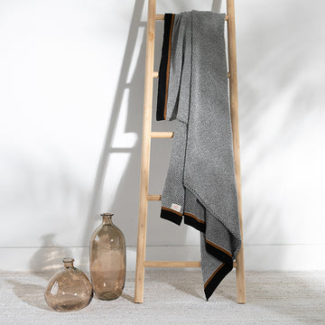 Stipple Stripe Organic Cotton Knit Throw Blanket