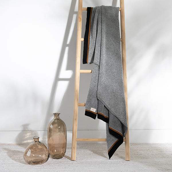 Stipple Stripe Organic Cotton Knit Throw Blanket