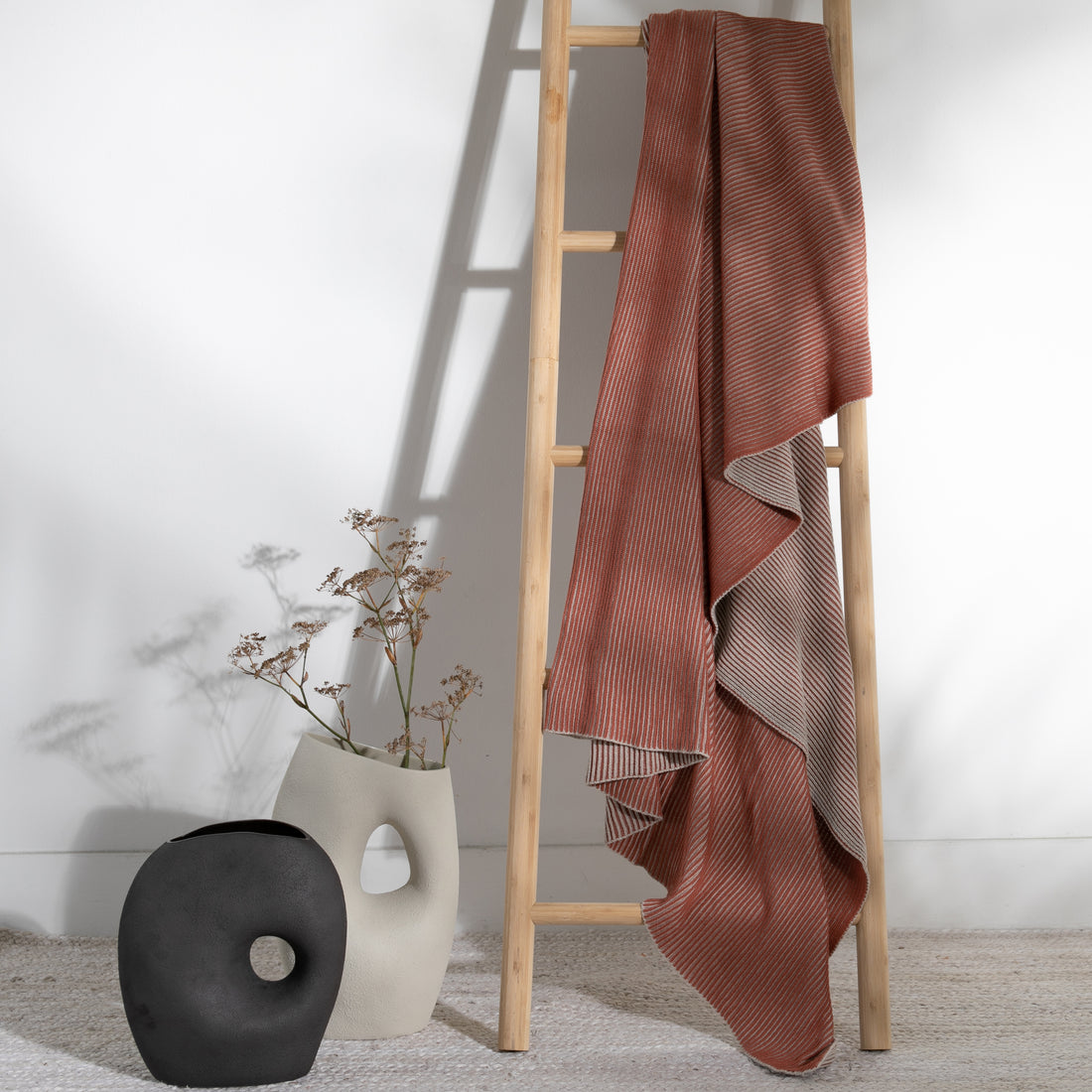 Ribbed Organic Cotton Throw Blanket