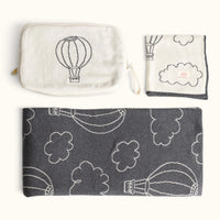 Hot Air Balloon Gray Organic Cotton Baby Gift Set