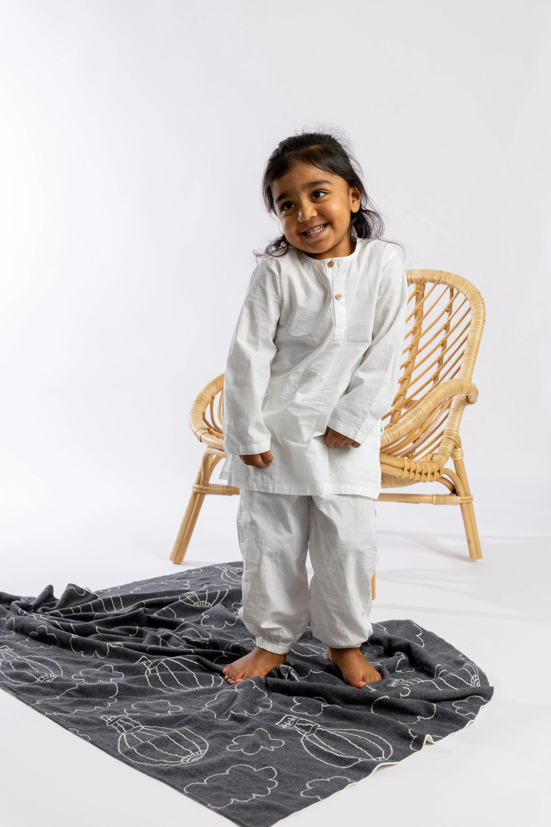 Hot Air Balloon Gray Organic Cotton Baby Gift Set