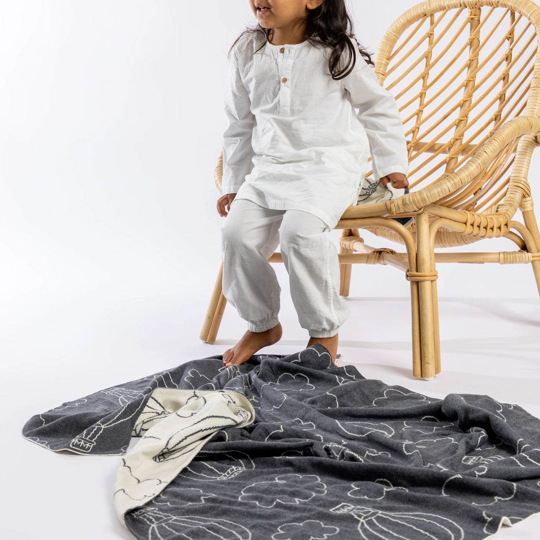 Hot Air Balloon Gray Organic Cotton Baby Gift Set