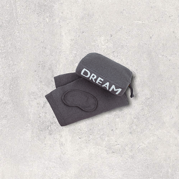Words Dream Organic Cotton Travel Blanket and Eye Mask Set