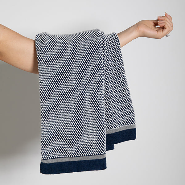 Stipple Stripe Organic Cotton Knit Throw Blanket
