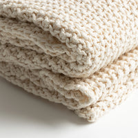 Moss Chunky Cream Organic Cotton Knit Throw Blanket