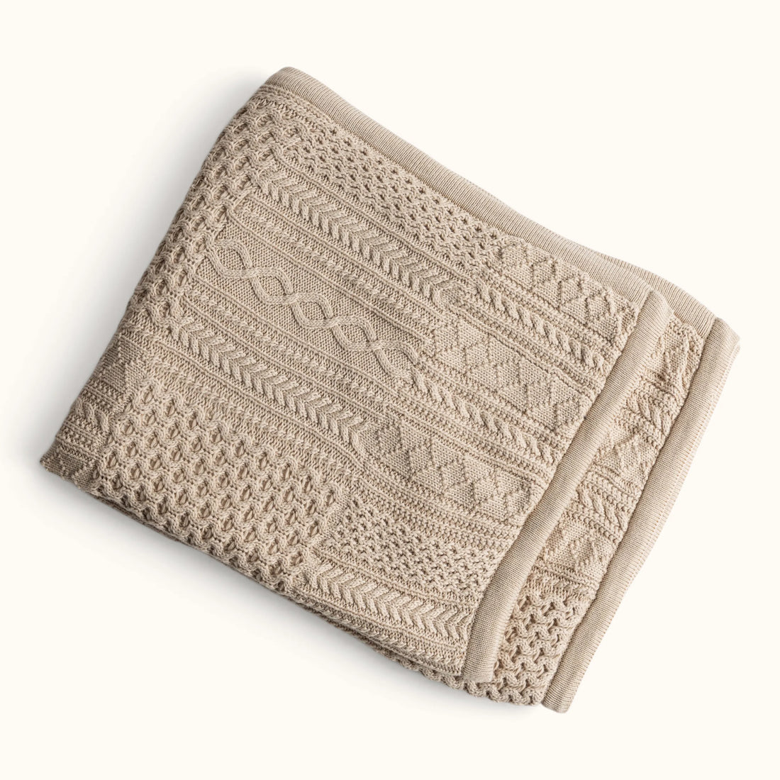 Patchwork Sherpa Taupe Organic Cotton Baby Blanket
