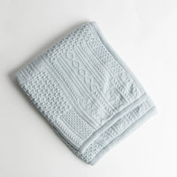 Patchwork Sherpa Dusty Blue Organic Cotton Baby Blanket
