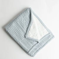 Patchwork Sherpa Dusty Blue Organic Cotton Baby Blanket