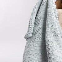Patchwork Sherpa Dusty Blue Organic Cotton Baby Blanket