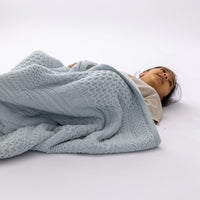 Patchwork Sherpa Dusty Blue Organic Cotton Baby Blanket