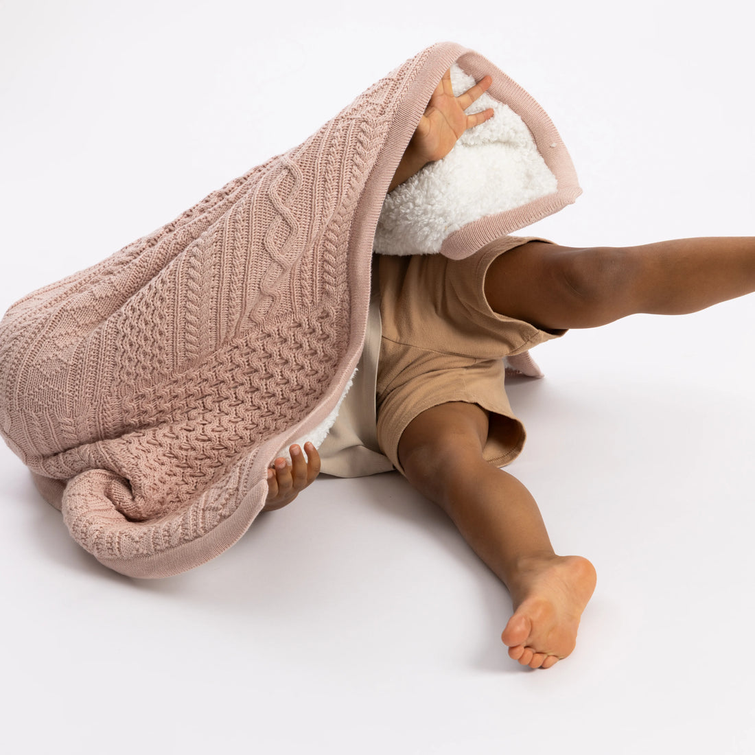 Patchwork Sherpa Pink Organic Cotton Baby Blanket
