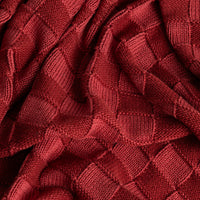 Checkered Red Organic Cotton Knit Throw Blanket