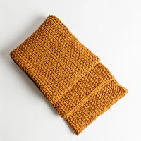 Moss Chunky Rust Organic Cotton Knit Throw Blanket