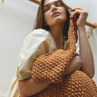 Moss Chunky Rust Organic Cotton Knit Throw Blanket