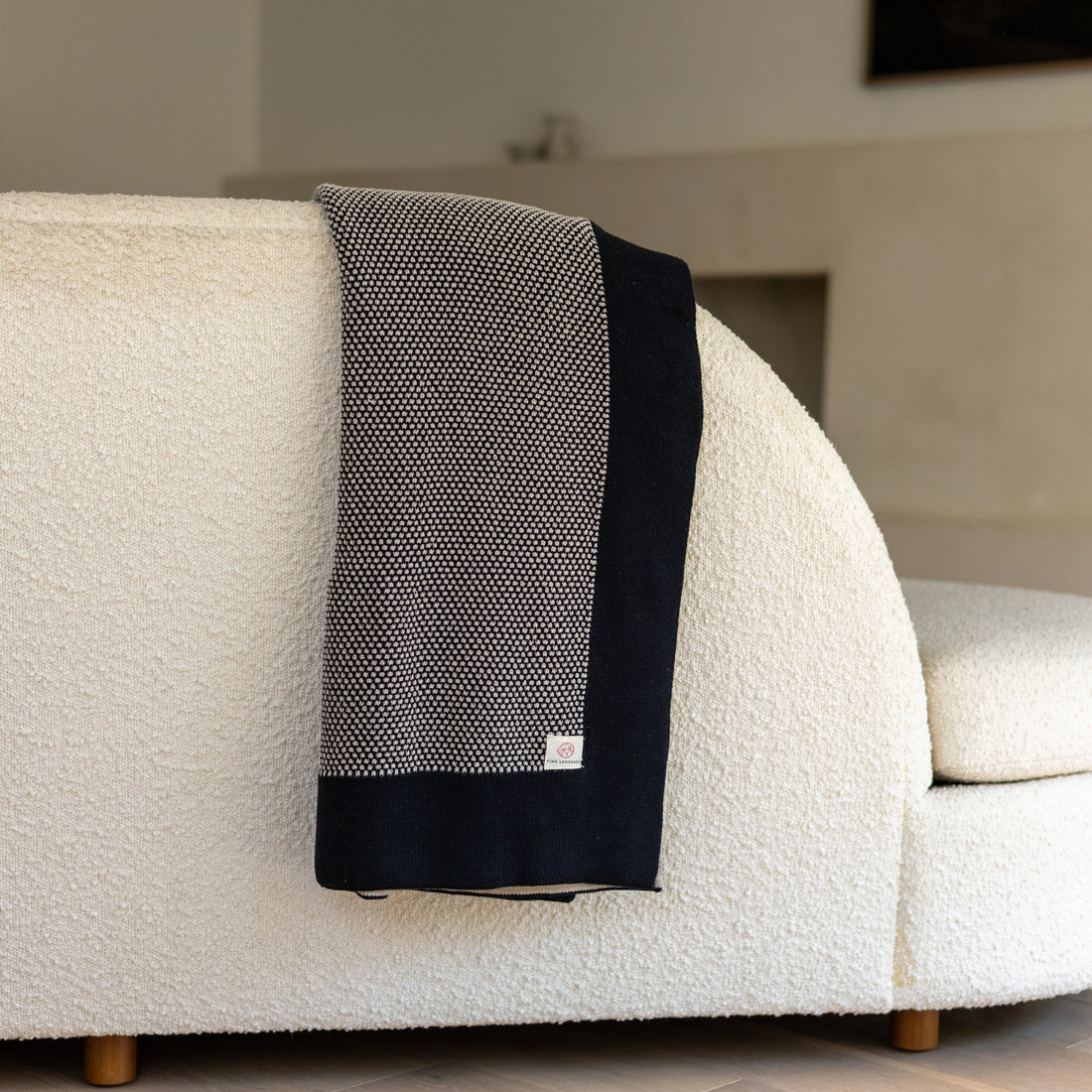 Eka Stipple Black Organic Cotton Knit Throw Blanket