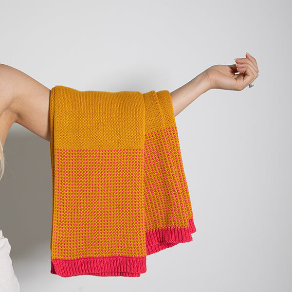 Ribbed Hearts Organic Cotton Knit Throw Blanket