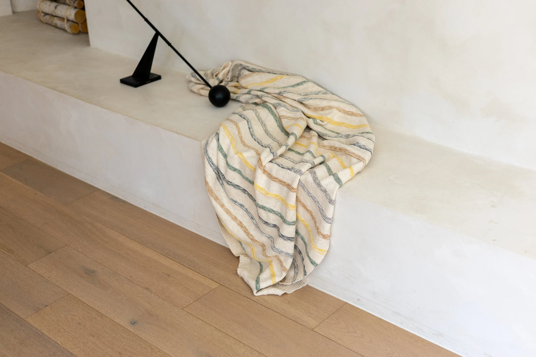 Ribbed Stripes Fall Organic Cotton Knit Throw Blanket