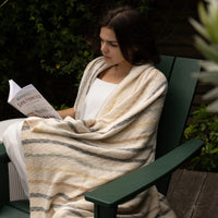 Ribbed Stripes Fall Organic Cotton Knit Throw Blanket