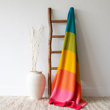 Rainbow Love Organic Cotton Knit Throw Blanket