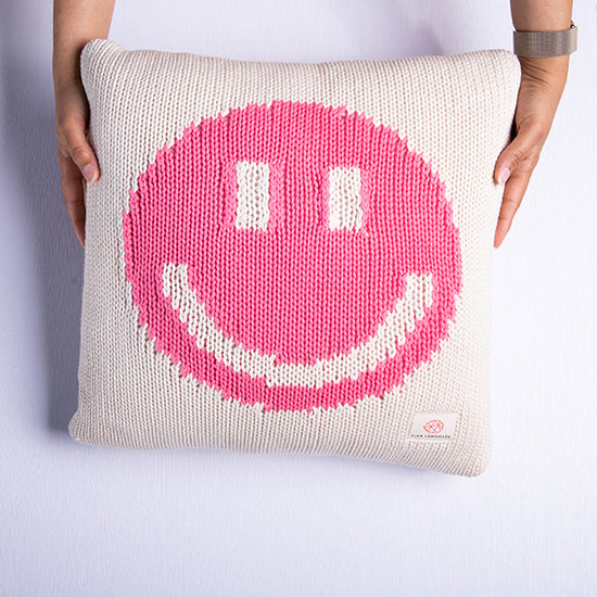 Smiley Organic Cotton Cushion cheerful organic cotton cushion for cozy Mother’s Day home decor