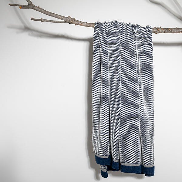 Stipple Stripe Organic Cotton Knit Throw Blanket
