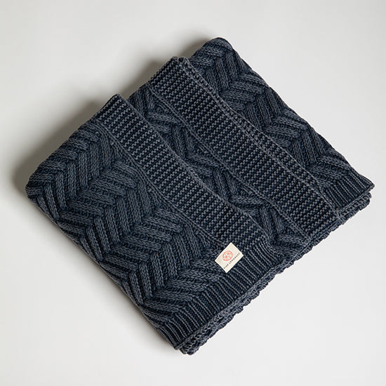 Washed Chevron Cotton Knit Throw Blanket patterned cotton throw with chevron texture for visual energy and cozy layering