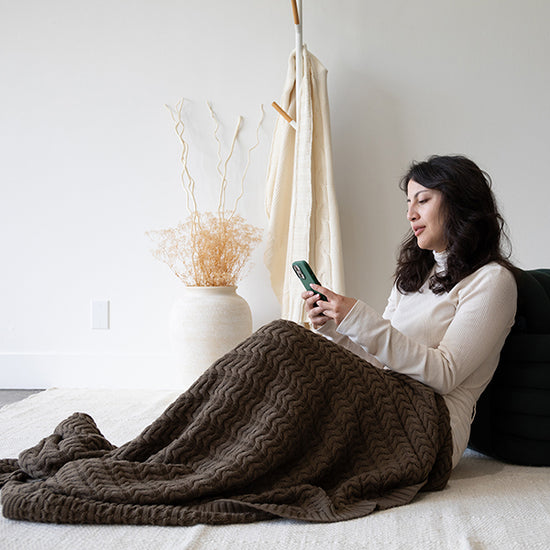 Zira Organic Cotton Knit Throw Blanket soft hand finished organic cotton throw for spring comfort