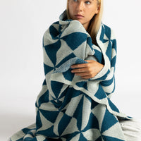 Trikona Dark Blue Organic Cotton Knit Throw Blanket