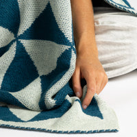Trikona Dark Blue Organic Cotton Knit Throw Blanket