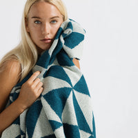 Trikona Dark Blue Organic Cotton Knit Throw Blanket