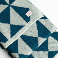 Trikona Dark Blue Organic Cotton Knit Throw Blanket