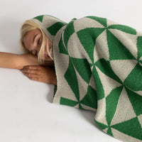 Trikona Dark Green Organic Cotton Knit Throw Blanket