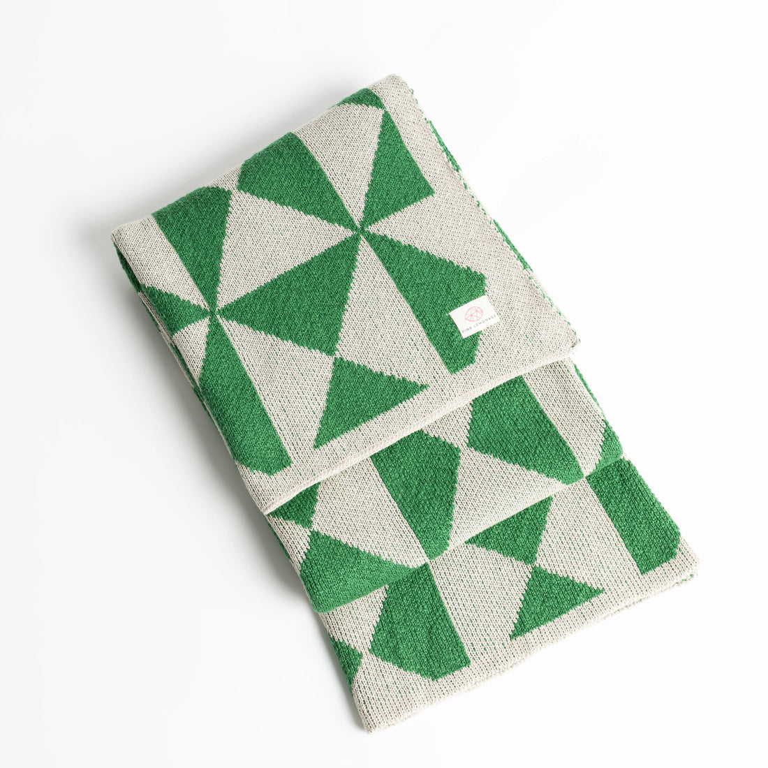 Trikona Dark Green Organic Cotton Knit Throw Blanket