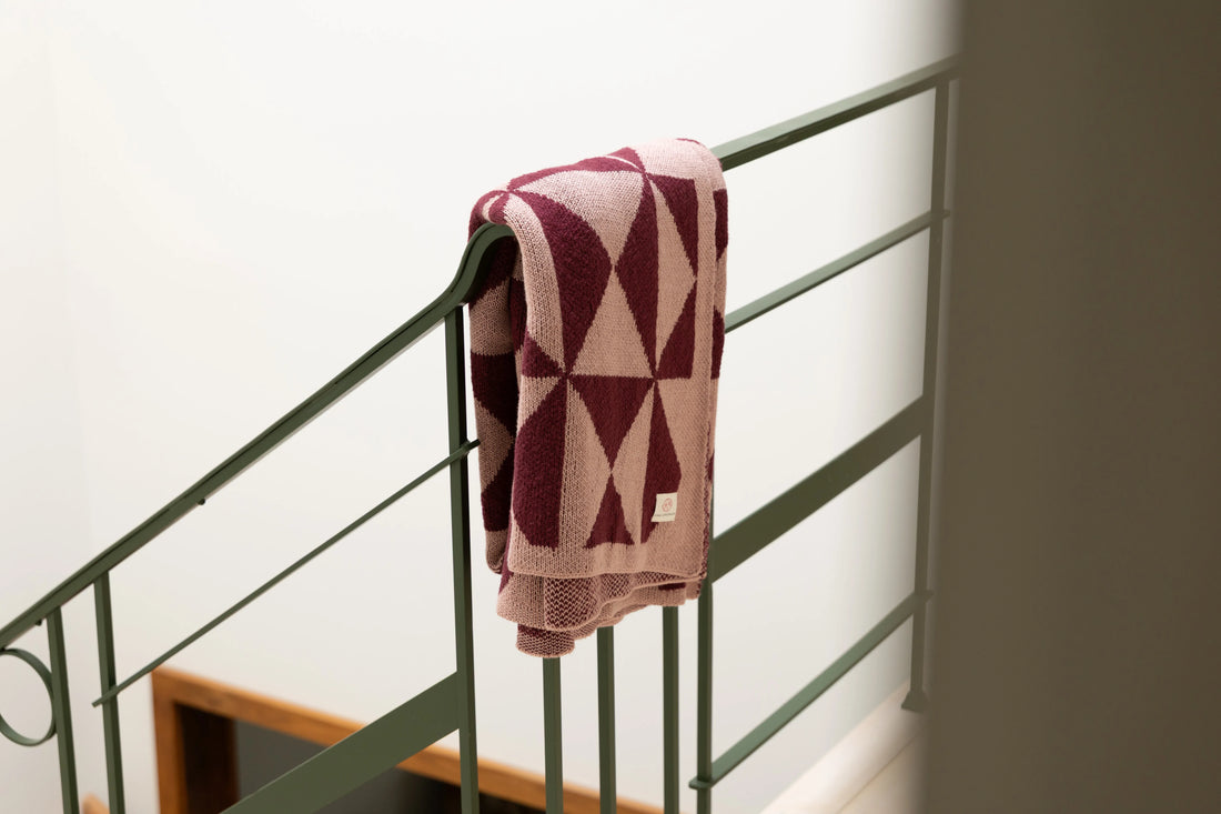 Trikona Wine Organic Cotton Knit Throw Blanket