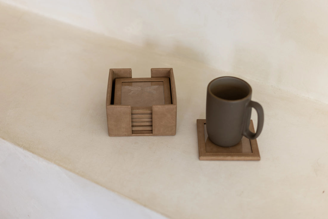 Vega Vegan Leather Coaster Set