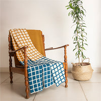 Sveda Reversible Squares Organic Cotton Throw Blanket